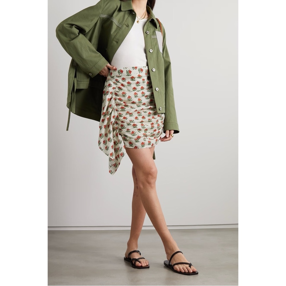 RHODE Hannah Floral Printed Mini Skirt, Cotton, Size XL New w/Tag $285